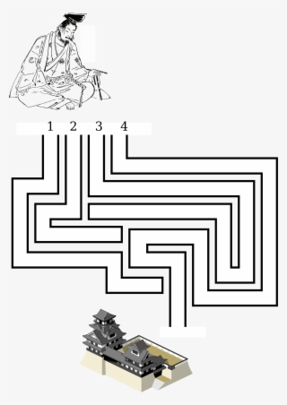 Help The Samurai To Find His Castle Maze - Illustration