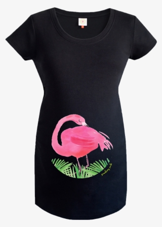 Gooseberry Pink Flamingo Maternity Top In Black Organic - Greater Flamingo