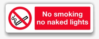 R007 No Smoking No Naked Lights - Verboden Te Roken Sticker