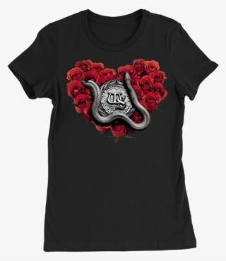 Rose Heart Black Ladies Tee - T-shirt
