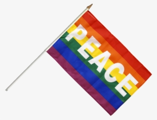 Rainbow With Peace Hand Waving Flag - Flag