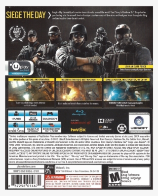 Tom Clancy's Rainbow Six Siege Back - Rainbow Six Siege Region All Cover