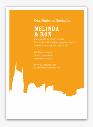 Nashville Skyline Silhouette Party Invitations - Calligraphy