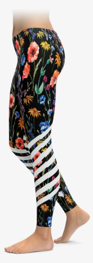 Spring Floral Racing Stripes Leggings