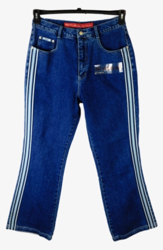 revolt blue racing stripe trim high waist fit & flare - pocket