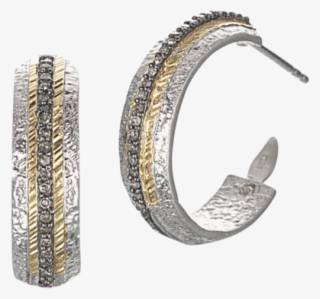Sterling Silver Hoop Earrings With Diamonds - Earrings