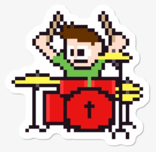 8-bit Drummer Sticker - Cartoon