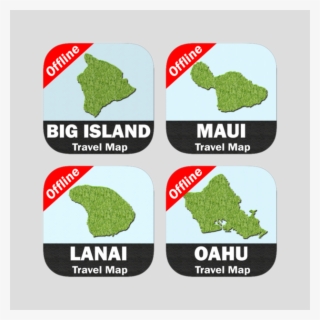 Hawaii Islands Travel Map Bundle 4 - Broccoli