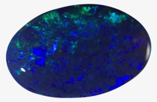 Oval Shaped Blue Opal With Green Accents - Opal