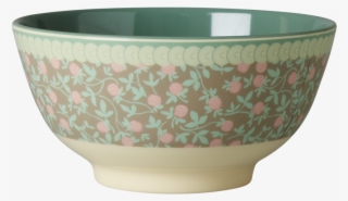 Mini Floral Print Melamine Bowl With Olive Green Rice - Bowl