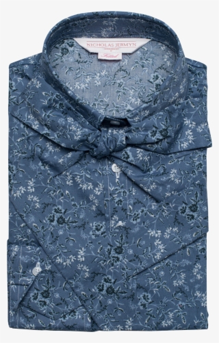 Floral Print Shirt Blue Women's Business Shirt - Casual Dress