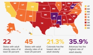 23 Of 25 States With Highest Rates Of Obesity Are In - Adult Obesity Rate By State 2015