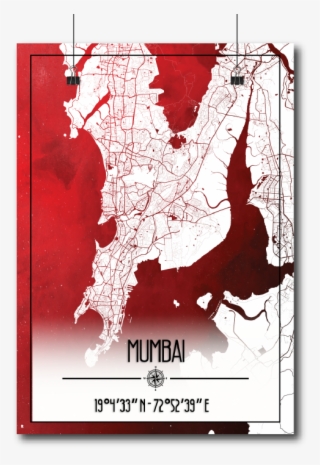 Mumbai Map Wall Poster / Frame - Mumbai Maps Black And White