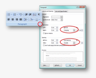 Under The Indents And Spacing Tab, Select 'hanging' - Word 2007