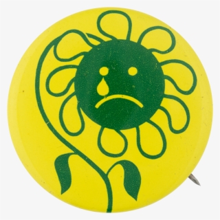Sad Green Flower Smileys Button Museum - Circle