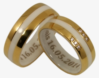 2 Couple Rings Ceramic And Stainless Steel - Eheringe Gold Mit Keramik