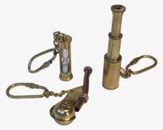 Keychain, Spyglass, Hourglass, Boatswains Whistle - Brass