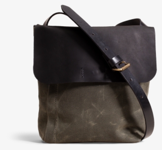 Orox Black Leather And Green Canvas Satchel