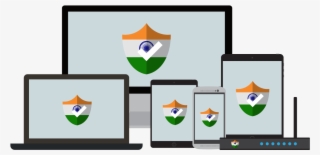 An Array Of Devices Each With An Indian Flag Shield - Uk Vpn