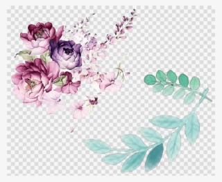 Free Png Download Leaves And Flowers Watercolor Png - Shabby Chic Frame Png