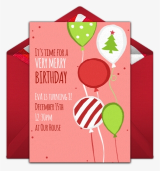 Christmas Birthday Balloons Online Invitation - Bridal Shower