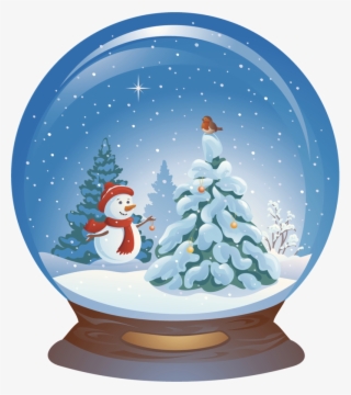 Snowman Blue Ball Claus Illustration Crystal Santa - Christmas Tree Snow Globe Clipart