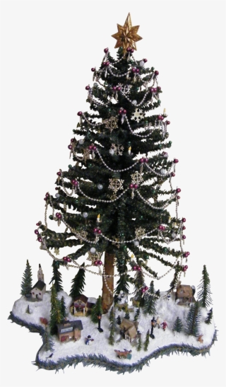 Christmas Tree With Christmas Village At Base Of Tree - Christmas Tree