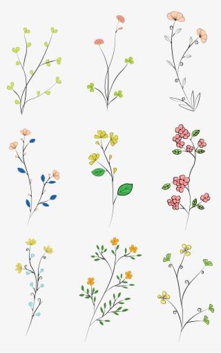 Hand Drawn Leaves Colored Plants Png And Vector Image