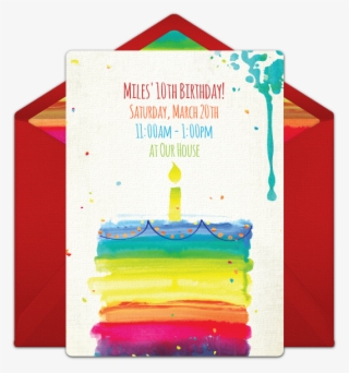 Rainbow Birthday Cake Online Invitation - Invitation Card In Spanish