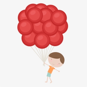 Boy Holding Balloons Svg Cutting Files For Scrapbooking - Boy Holding Balloons
