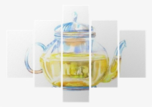 Glass Teapot Of A Green Tea - Painting