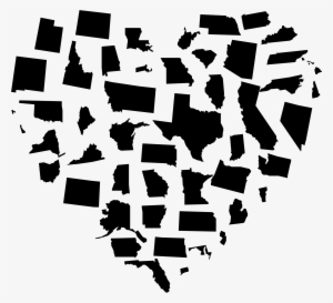 United States Clipart Black And White - United States Heart