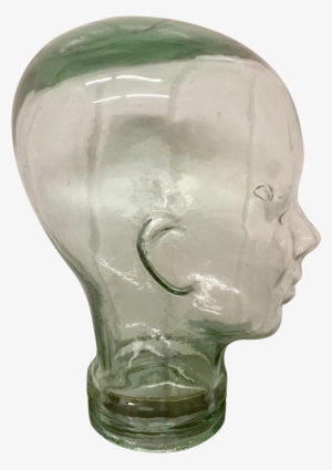 Mid Century Coke Bottle Green Glass Mannequin Head - Glass