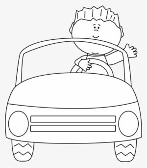 Car Clipart Spring - Boy In Car Clipart Black And White
