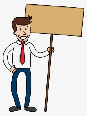 Open - Cartoon Holding Sign Png