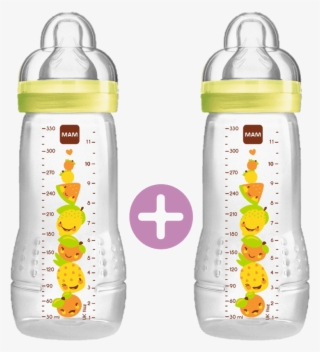 2 X Mam Easy Active Baby Bottle 330ml Teat 3 Orange - Biberon Mam 330 Ml