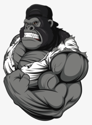 Printed Vinyl Bodybuilder Ready To Fight Stickers - Gorilla Mascot