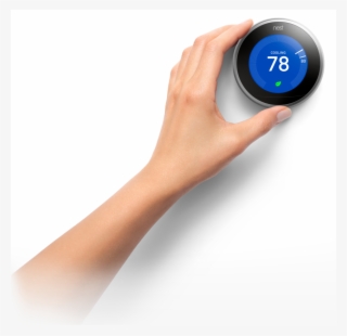 You'll See The Leaf When You Choose A Temperature That - Transparent Nest Thermostat With Hand