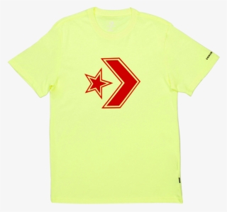 Men Converse Outlined Star Chevron T Shirt Volt Yellow - T-shirt