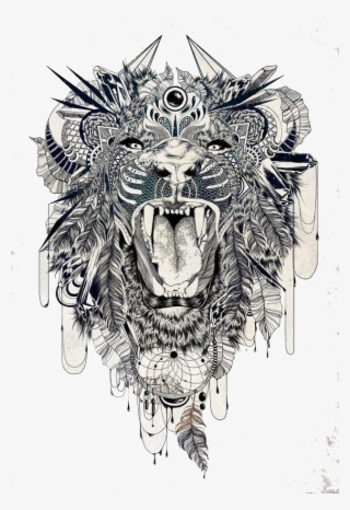 Tattoo Sleeve Tiger Lion Beast Lower-back Clipart - Ethnic Lion Tattoo