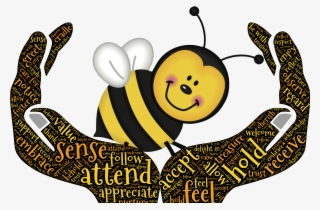 Cartoon Bee Sits On Hands, Illustration - Yellow Thank You Banana Transparent Png