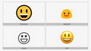 Smiling Face With Open Mouth On Various Operating Systems - End Of Ayah Symbol