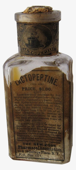 Ca Lactopeptine Bottle W Label Seal Cork - 1900 Medicine Bottle