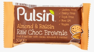 Pulsin' Almond & Raisin Raw Choc Brownie - Chocolate
