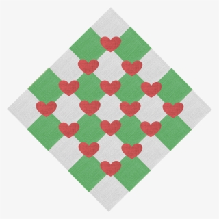 Fabric, Grey, Gray, Green, Checkered, Red, Hearts - Patchwork
