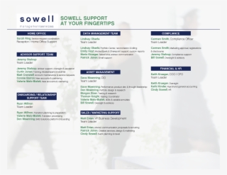 Sowell Support Contacts 2017 - Web Page
