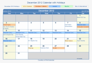 December 2012 Calendar Printable Print Friendly December - April 2019 Holiday Calendar