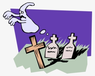 Vector Illustration Of Graveyard With Cross And Tombstones - Tumbas Infantiles
