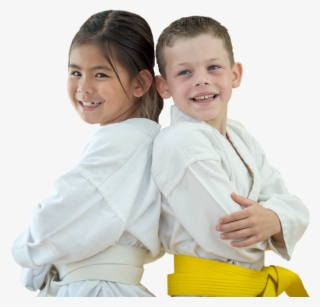 Young Girl And Boy In Karate Uniforms - Brazilian Jiu-jitsu