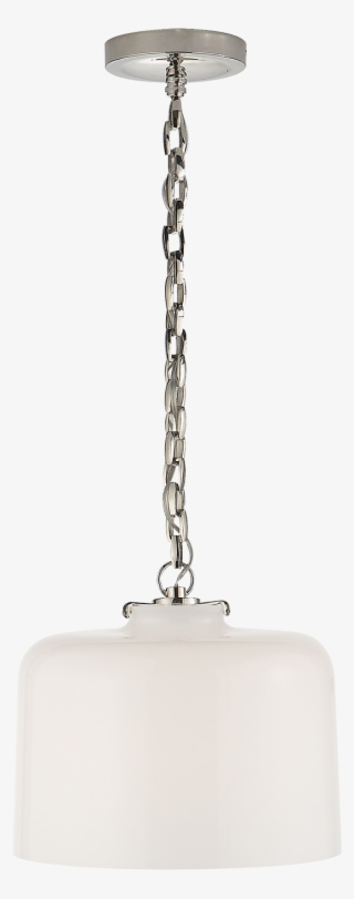 Katie Dome Pendant In Polished Nickel With White Glass - Silver